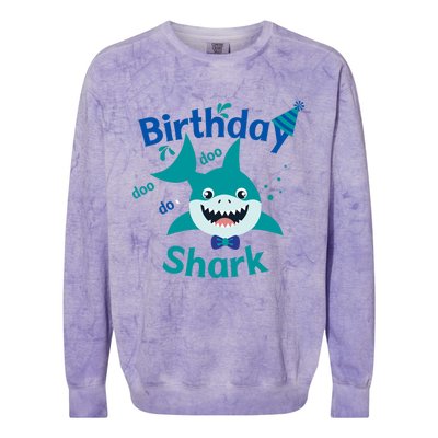 Green Birthday Shark Doo Doo Do Colorblast Crewneck Sweatshirt