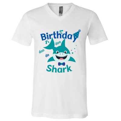 Green Birthday Shark Doo Doo Do V-Neck T-Shirt