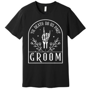 Groom Bride Skeleton Gothic Halloween Engagement Wedding Premium T-Shirt