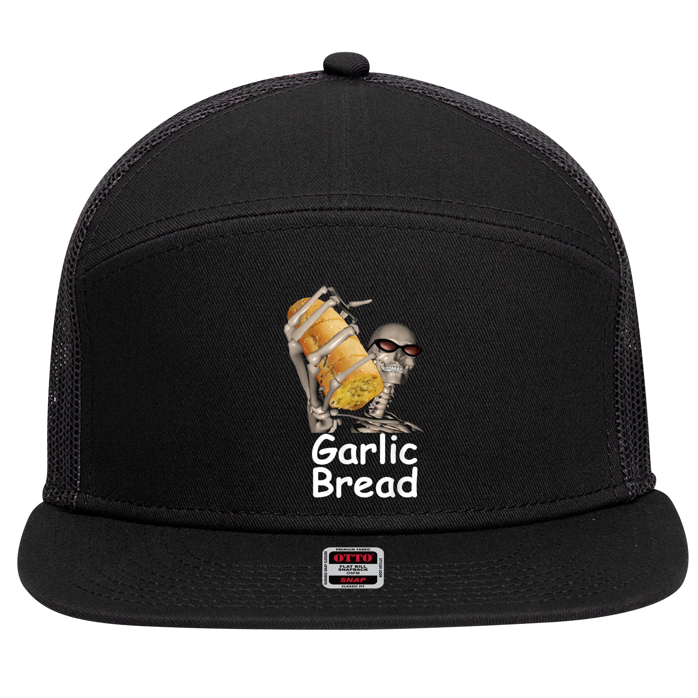 Garlic Bread Skeleton Funny Tees 7 Panel Mesh Trucker Snapback Hat