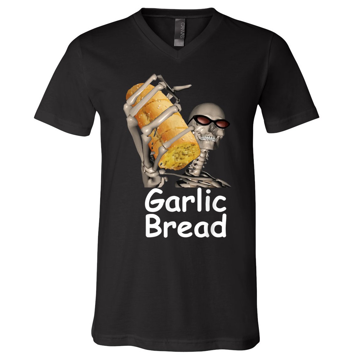 Garlic Bread Skeleton Funny Tees V-Neck T-Shirt