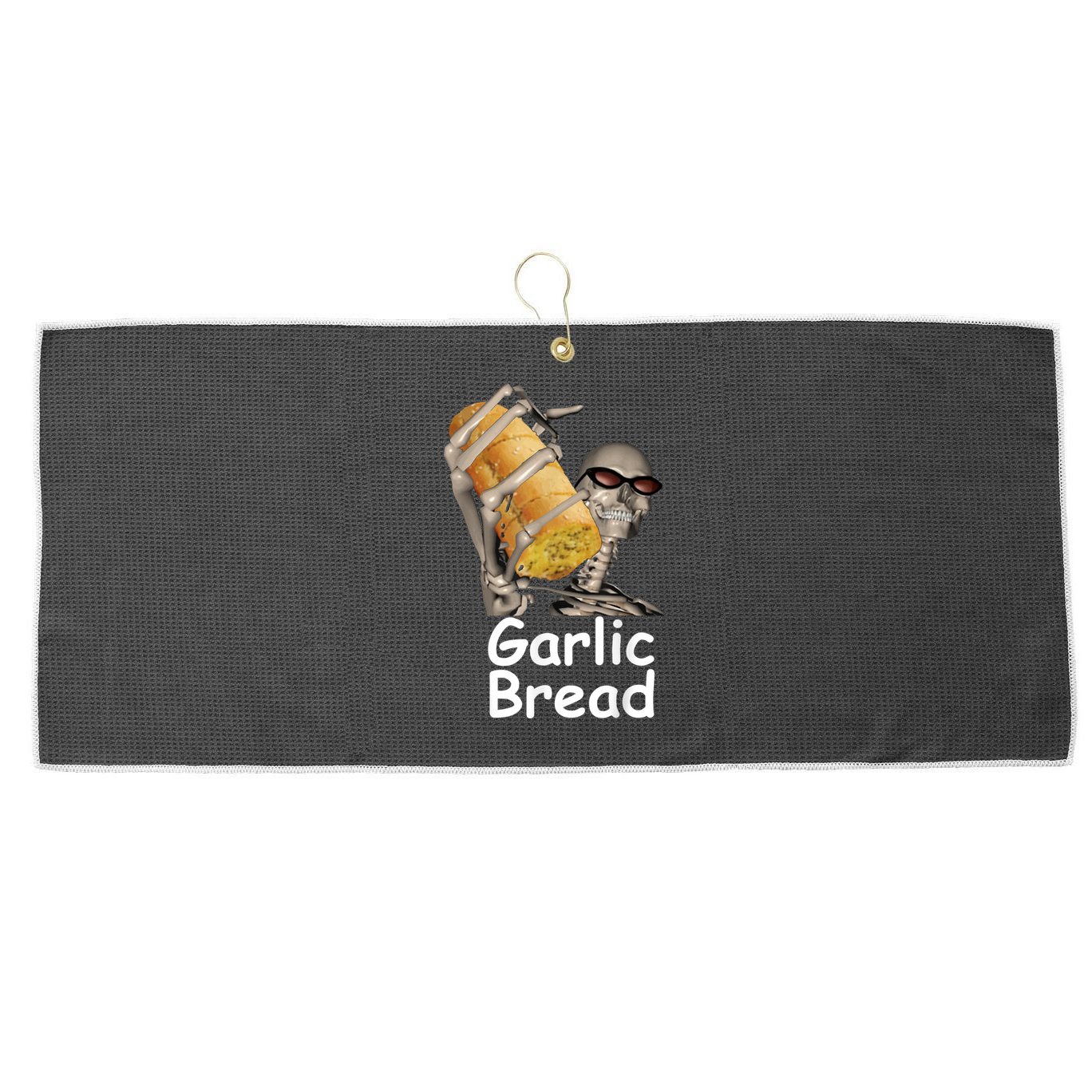 Garlic Bread Skeleton Funny Tees Large Microfiber Waffle Golf Towel