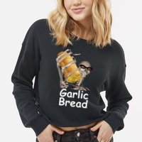 Garlic Bread Skeleton Funny Tees Cropped Pullover Crew
