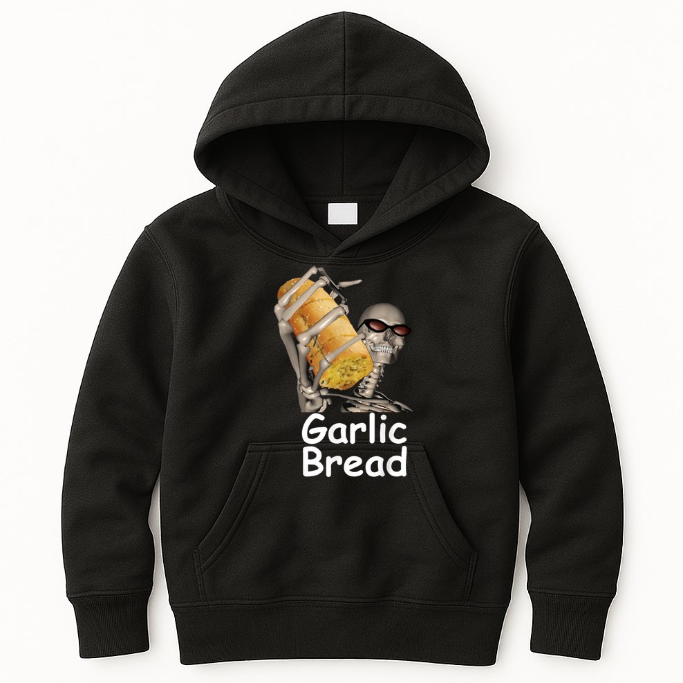Garlic Bread Skeleton Funny Tees Kids Hoodie