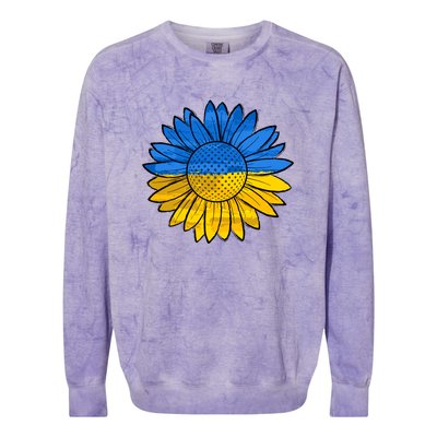 Gold & Blue Sunflower Flag Support Stand With Colorblast Crewneck Sweatshirt