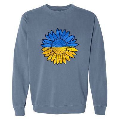 Gold & Blue Sunflower Flag Support Stand With Garment-Dyed Sweatshirt