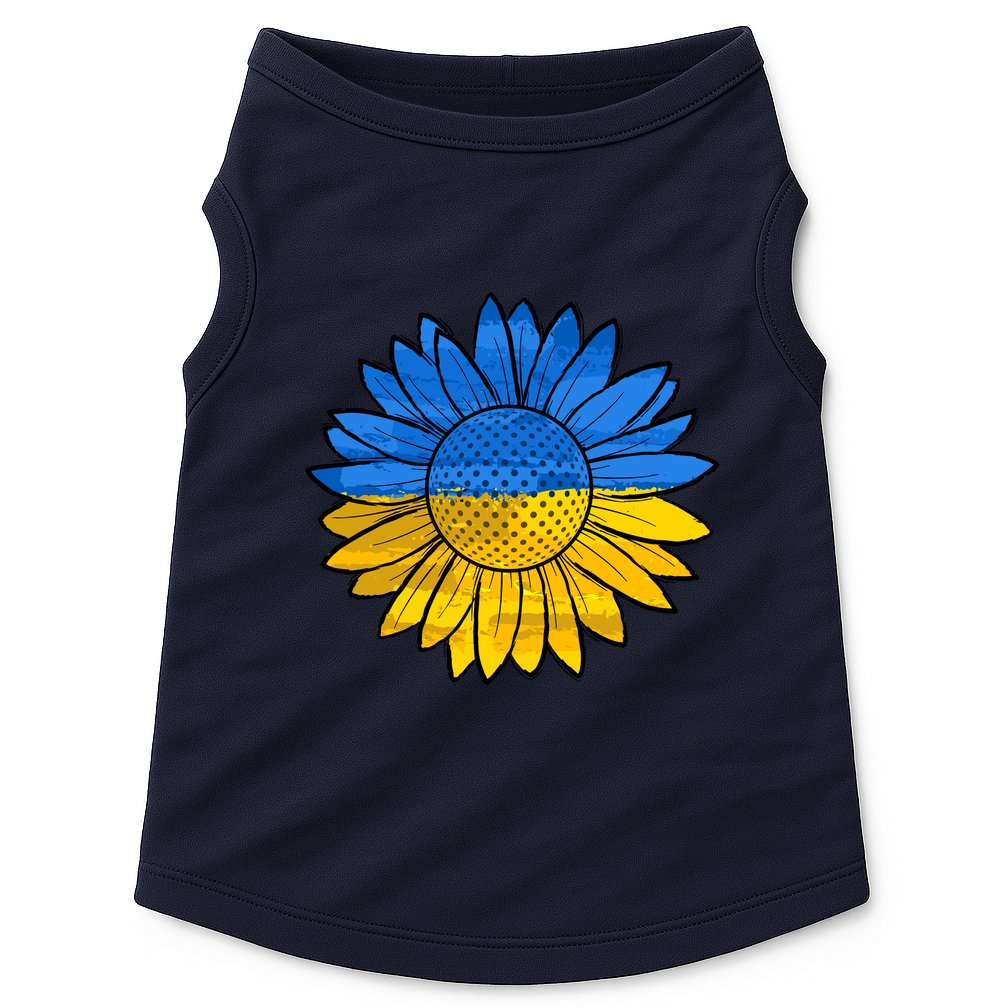 Gold & Blue Sunflower Flag Support Stand With Doggie Tank