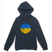 Gold & Blue Sunflower Flag Support Stand With Urban Pullover Hoodie