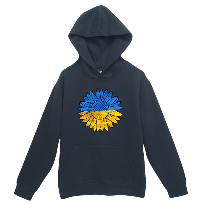 Gold & Blue Sunflower Flag Support Stand With Urban Pullover Hoodie