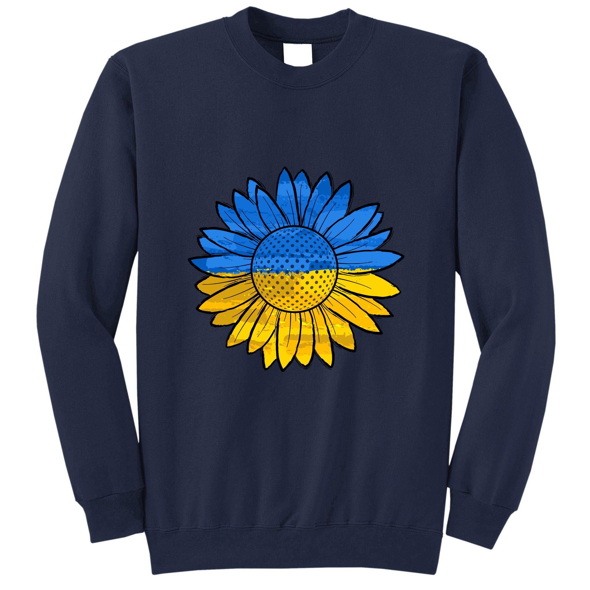 Gold & Blue Sunflower Flag Support Stand With Tall Sweatshirt
