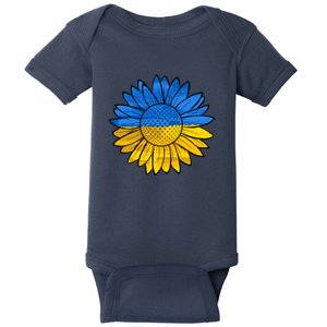 Gold & Blue Sunflower Flag Support Stand With Baby Bodysuit