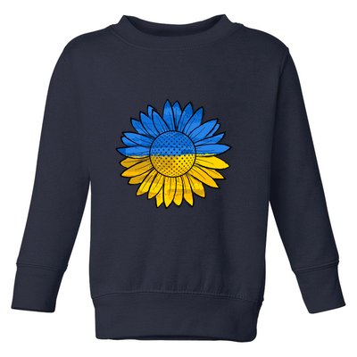 Gold & Blue Sunflower Flag Support Stand With Toddler Sweatshirt