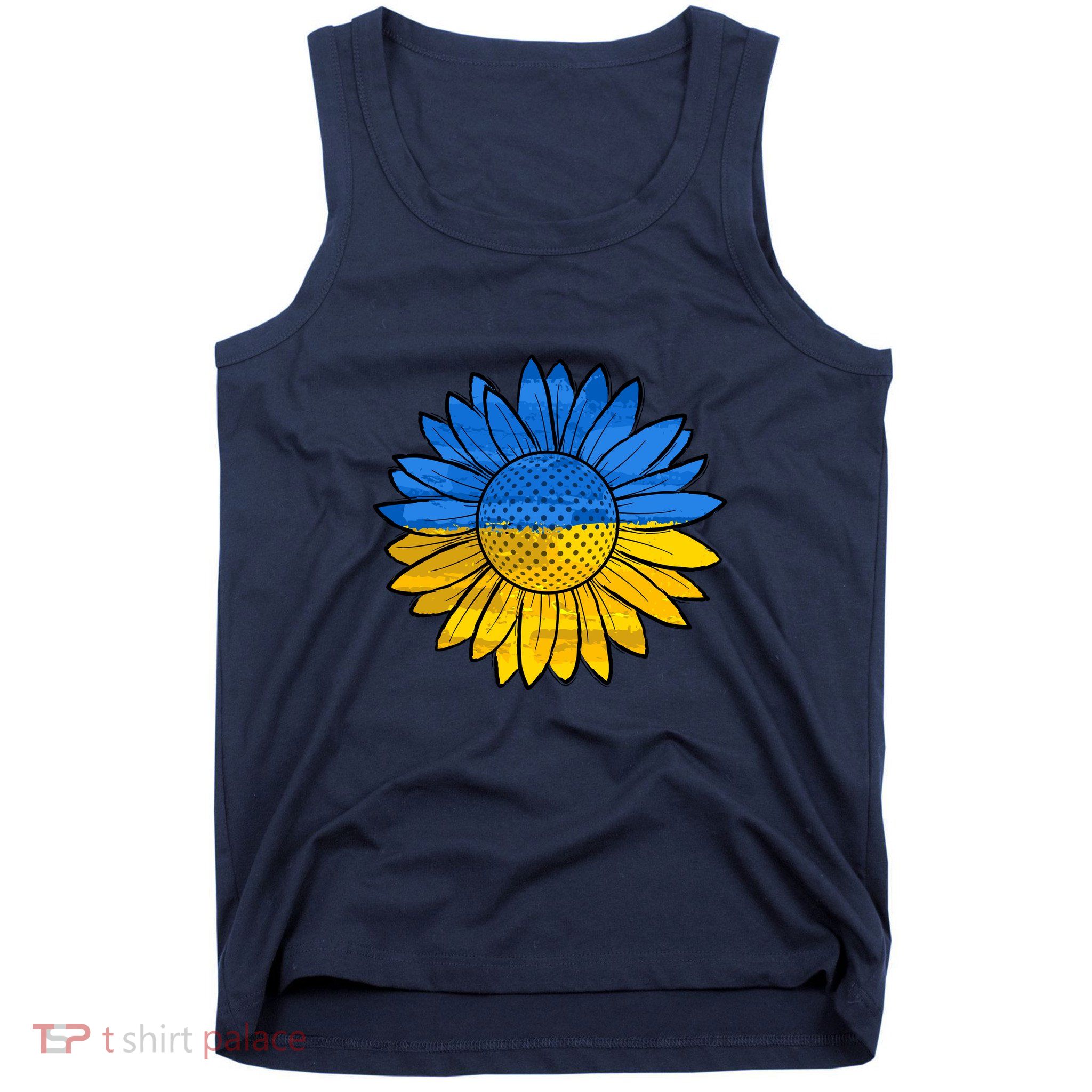 Gold & Blue Sunflower Flag Support Stand With Tank Top