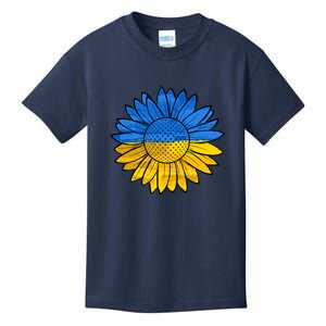 Gold & Blue Sunflower Flag Support Stand With Kids T-Shirt