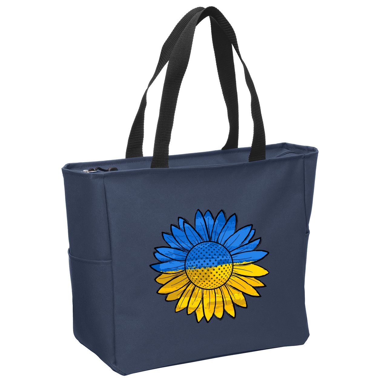 Gold & Blue Sunflower Flag Support Stand With Zip Tote Bag