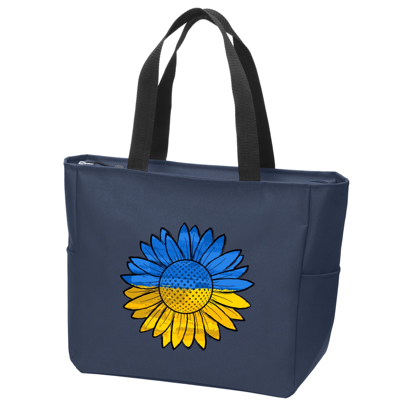 Gold & Blue Sunflower Flag Support Stand With Zip Tote Bag