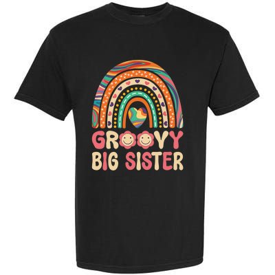 Groovy Big Sis 60s 70s Outfit Rainbow Hippie Cute Big Sister Garment-Dyed Heavyweight T-Shirt