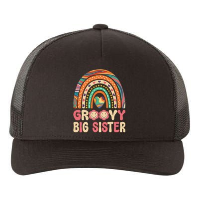 Groovy Big Sis 60s 70s Outfit Rainbow Hippie Cute Big Sister Yupoong Adult 5-Panel Trucker Hat