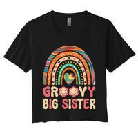 Groovy Big Sis 60s 70s Outfit Rainbow Hippie Cute Big Sister Women's Crop Top Tee