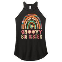 Groovy Big Sis 60s 70s Outfit Rainbow Hippie Cute Big Sister Women’s Perfect Tri Rocker Tank