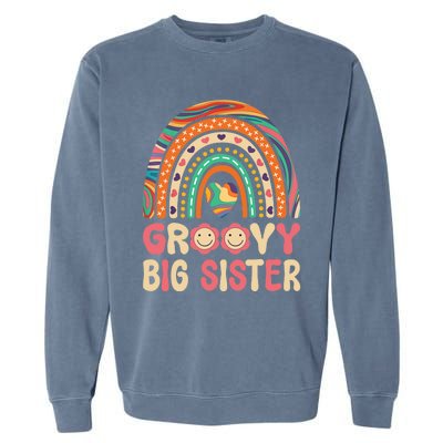 Groovy Big Sis 60s 70s Outfit Rainbow Hippie Cute Big Sister Garment-Dyed Sweatshirt