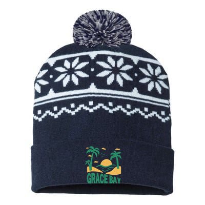 Grace Bay Summer Vacation Travel Souvenir USA-Made Snowflake Beanie