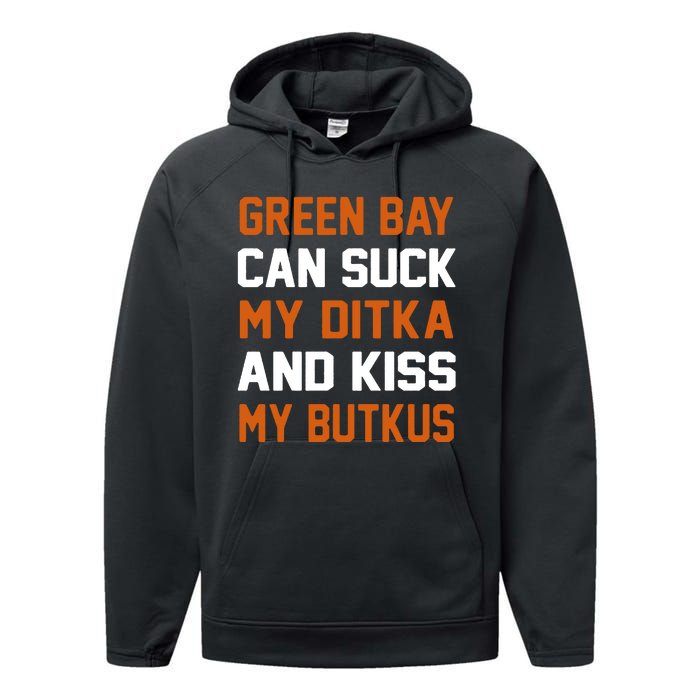 Green Bay Sucks Butkus Chicago Football Team Performance Fleece Hoodie