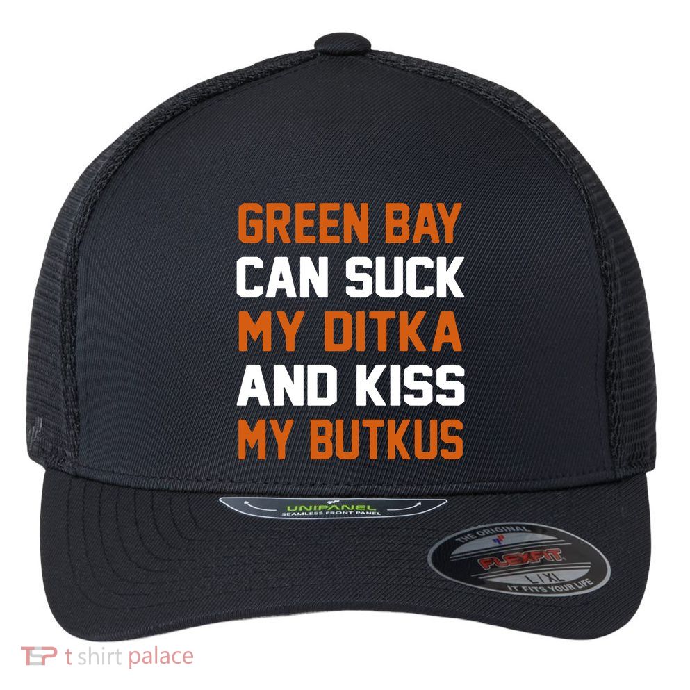 Green Bay Sucks Butkus Chicago Football Team Flexfit Unipanel Trucker Cap