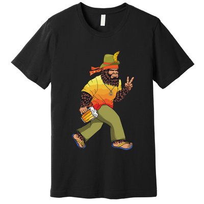 German Bigfoot Sasquatch Beer Lederhose Funny Oktoberfest Premium T-Shirt