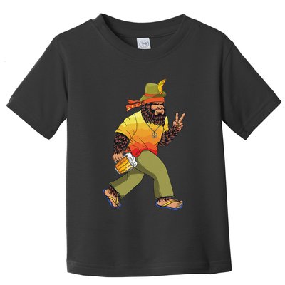 German Bigfoot Sasquatch Beer Lederhose Funny Oktoberfest Toddler T-Shirt