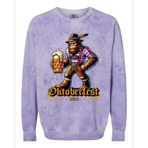 German Bigfoot Sasquatch Lederhose Funny Oktoberfest 2024 Colorblast Crewneck Sweatshirt