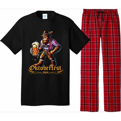 German Bigfoot Sasquatch Lederhose Funny Oktoberfest 2024 Pajama Set