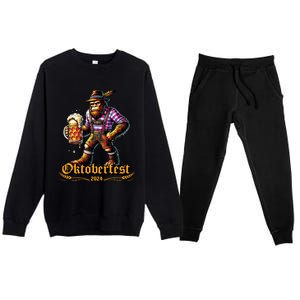 German Bigfoot Sasquatch Lederhose Funny Oktoberfest 2024 Premium Crewneck Sweatsuit Set