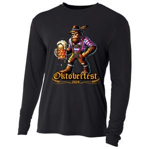 German Bigfoot Sasquatch Lederhose Funny Oktoberfest 2024 Cooling Performance Long Sleeve Crew