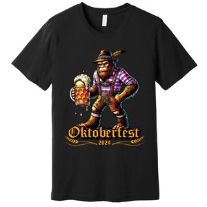 German Bigfoot Sasquatch Lederhose Funny Oktoberfest 2024 Premium T-Shirt