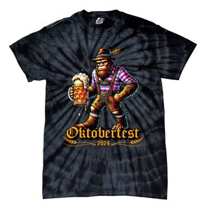 German Bigfoot Sasquatch Lederhose Funny Oktoberfest 2024 Tie-Dye T-Shirt