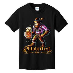 German Bigfoot Sasquatch Lederhose Funny Oktoberfest 2024 Kids T-Shirt