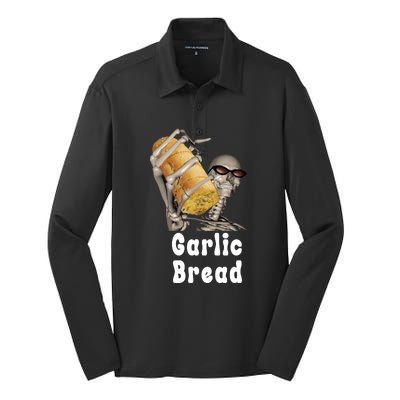 Garlic Bread Skeleton Funny Skeleton Meme Silk Touch Performance Long Sleeve Polo