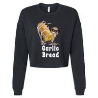 Garlic Bread Skeleton Funny Skeleton Meme Cropped Pullover Crew
