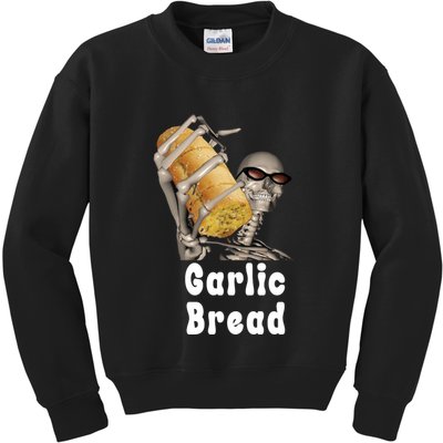 Garlic Bread Skeleton Funny Skeleton Meme Kids Sweatshirt