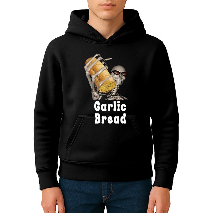 Garlic Bread Skeleton Funny Skeleton Meme Kids Hoodie