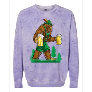 German Bigfoot Sasquatch Lederhose Funny Oktoberfest Costume Colorblast Crewneck Sweatshirt