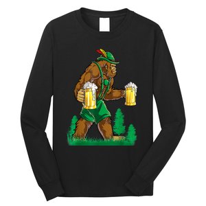 German Bigfoot Sasquatch Lederhose Funny Oktoberfest Costume Long Sleeve Shirt