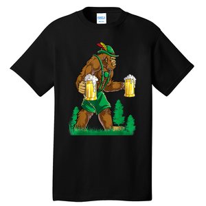 German Bigfoot Sasquatch Lederhose Funny Oktoberfest Costume Tall T-Shirt