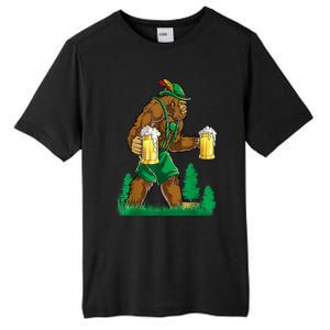 German Bigfoot Sasquatch Lederhose Funny Oktoberfest Costume Tall Fusion ChromaSoft Performance T-Shirt