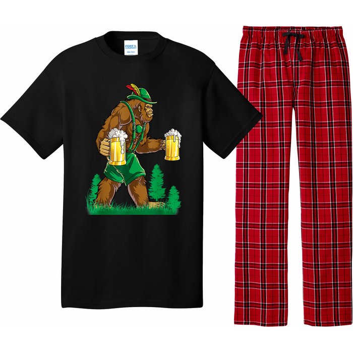 German Bigfoot Sasquatch Lederhose Funny Oktoberfest Costume Pajama Set