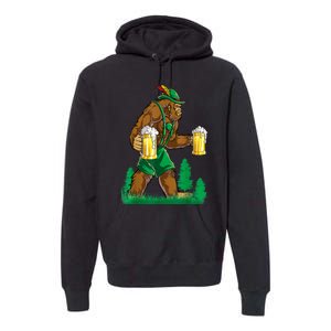 German Bigfoot Sasquatch Lederhose Funny Oktoberfest Costume Premium Hoodie