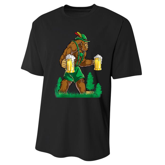 German Bigfoot Sasquatch Lederhose Funny Oktoberfest Costume Performance Sprint T-Shirt