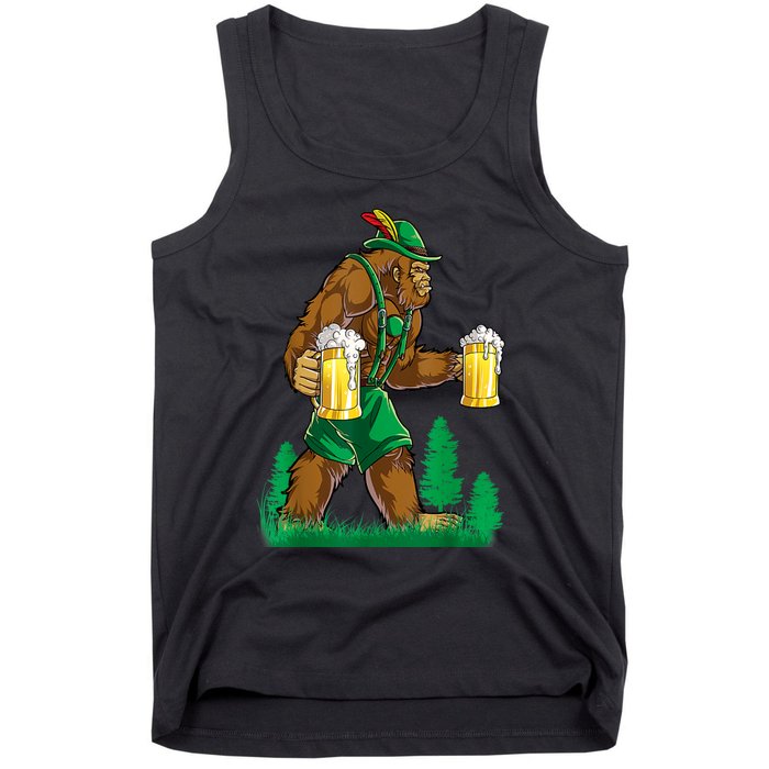 German Bigfoot Sasquatch Lederhose Funny Oktoberfest Costume Tank Top