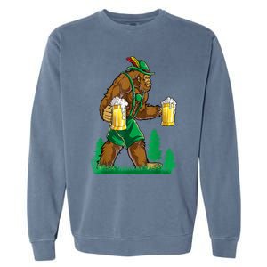 German Bigfoot Sasquatch Lederhose Funny Oktoberfest Costume Garment-Dyed Sweatshirt